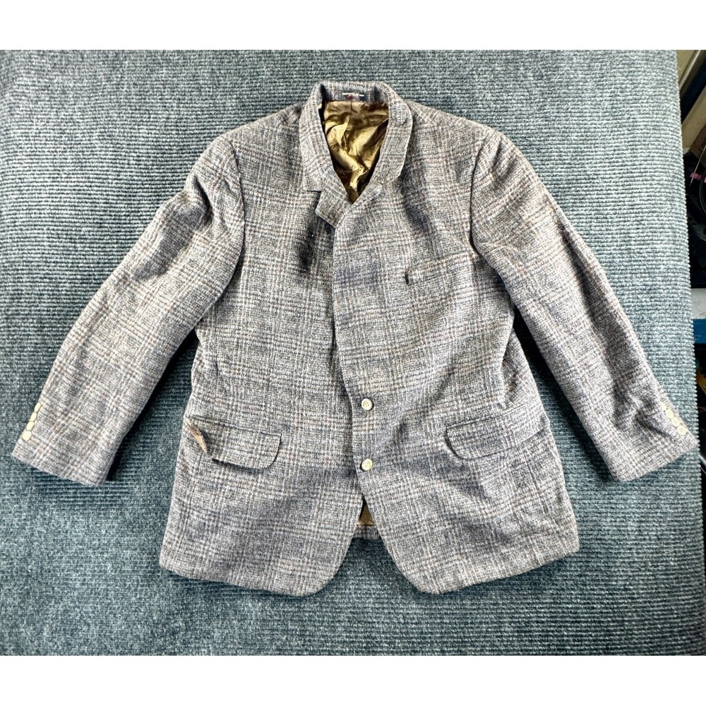 Di Benedetto Blazer Jacket Mens Gray Wool Tweed Notch Collar Single Breasted
